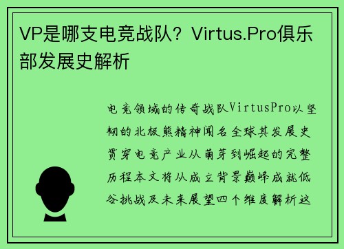 VP是哪支电竞战队？Virtus.Pro俱乐部发展史解析